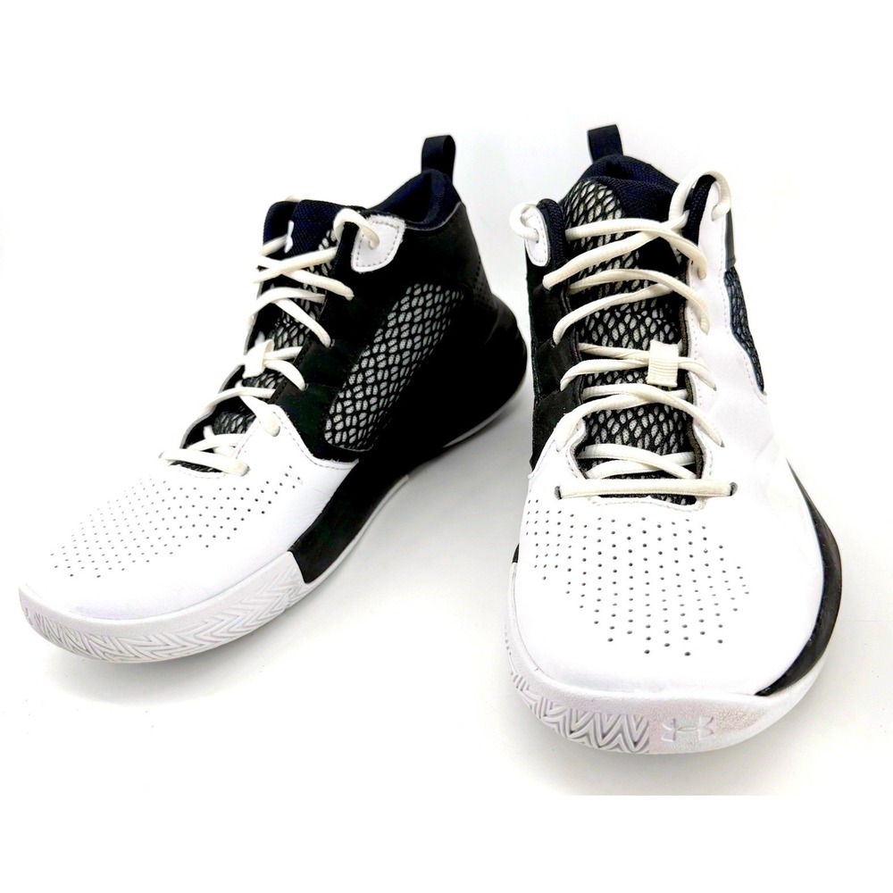 Under Armour Lockdown 5 Basketball Shoes Mens 10 White Black Athletic Shoes - Picture 2 of 11